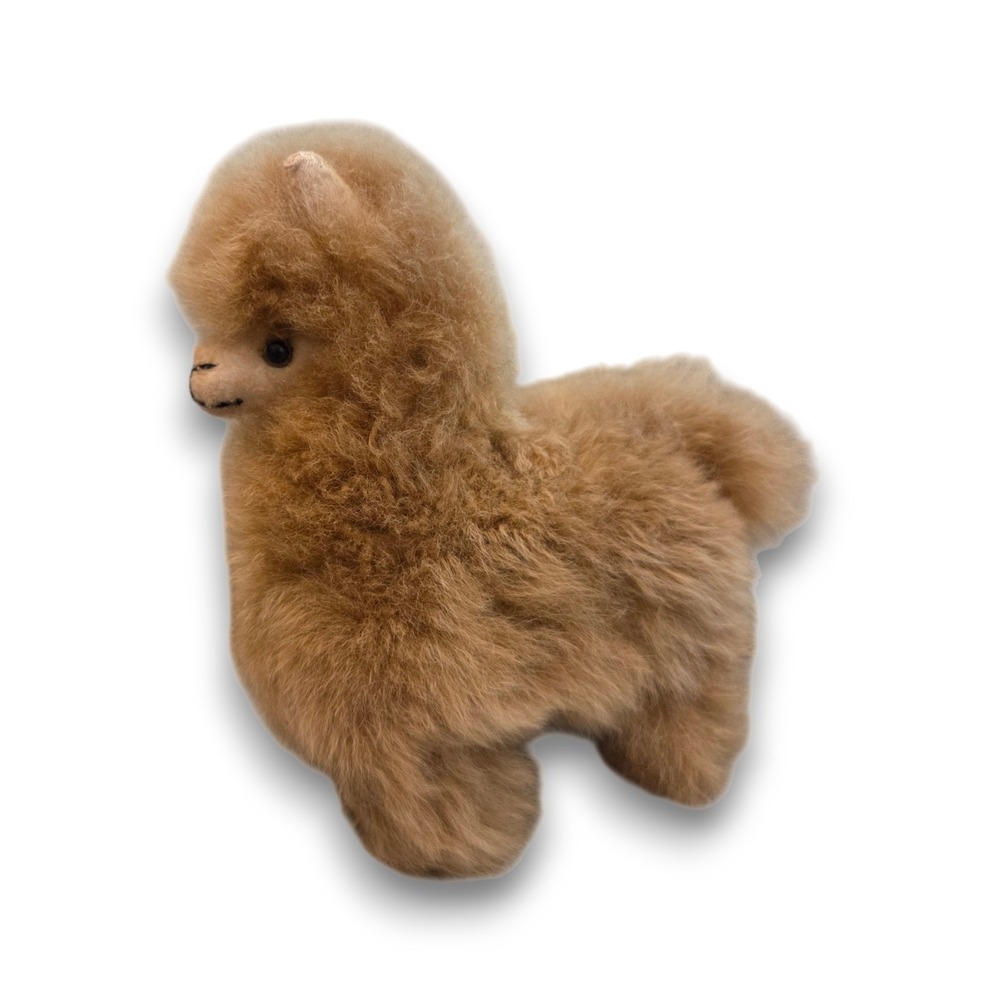 Alpaca Connection Real Llama Fur Plush Stuffed Animal Brown Made In Peru 8''